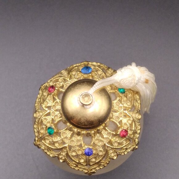 Frosted Glass Small Perfume 3'' Bottle with Rhinestones gold tone - Picture 2 of 5